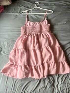 Pink Tiered Smocked Sundress